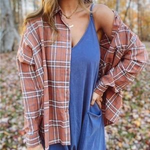 Rust plaid button up long sleeve - NWT